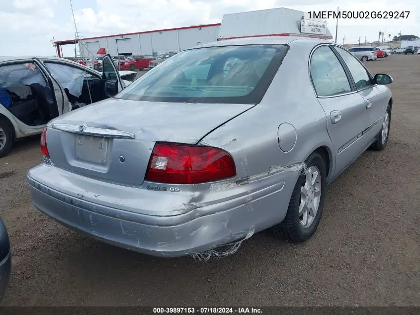 2002 Mercury Sable Gs VIN: 1MEFM50U02G629247 Lot: 39897153