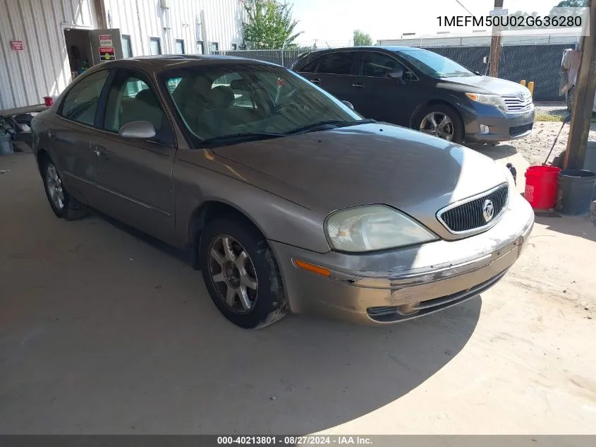 2002 Mercury Sable Gs VIN: 1MEFM50U02G636280 Lot: 40213801