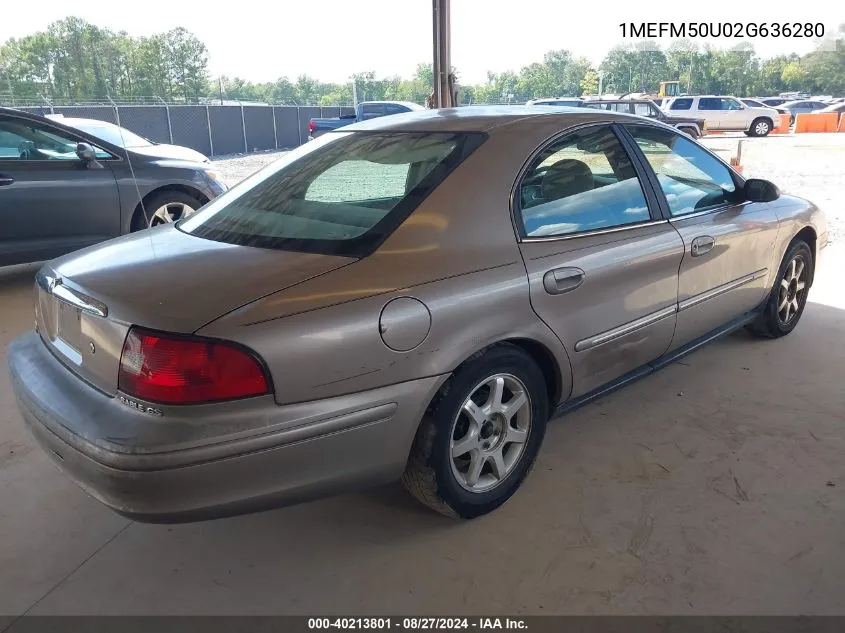 2002 Mercury Sable Gs VIN: 1MEFM50U02G636280 Lot: 40213801