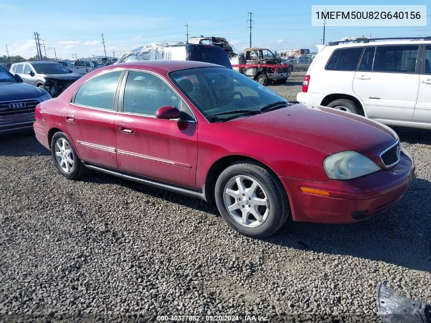 2002 Mercury Sable Gs VIN: 1MEFM50U82G640156 Lot: 40377882