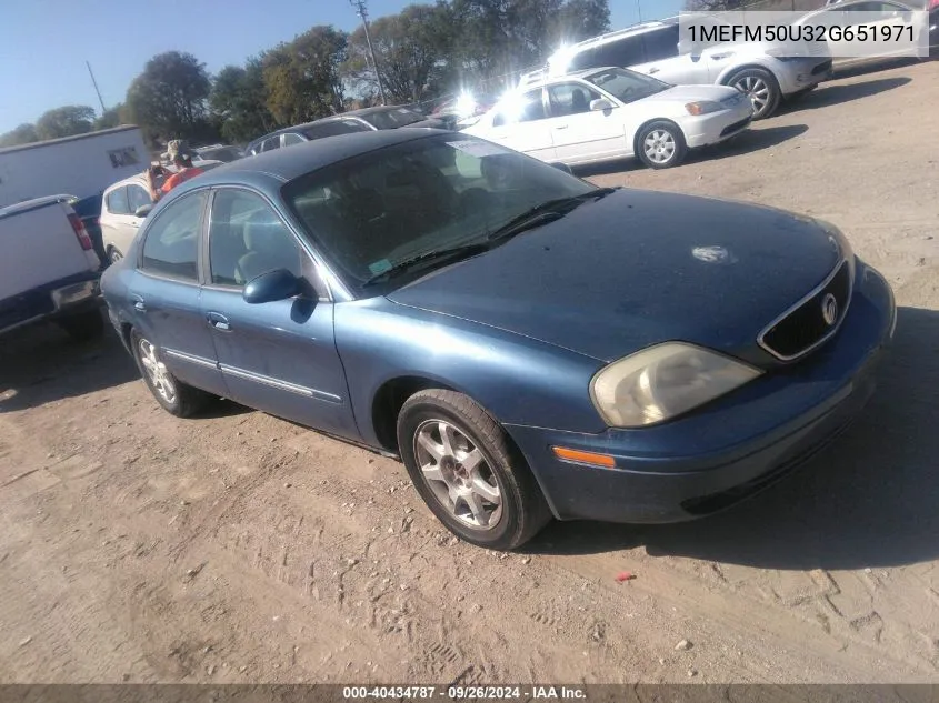 2002 Mercury Sable Gs VIN: 1MEFM50U32G651971 Lot: 40434787