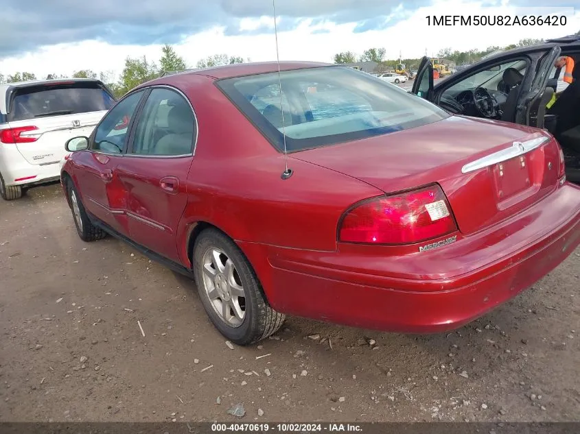 2002 Mercury Sable Gs VIN: 1MEFM50U82A636420 Lot: 40470619