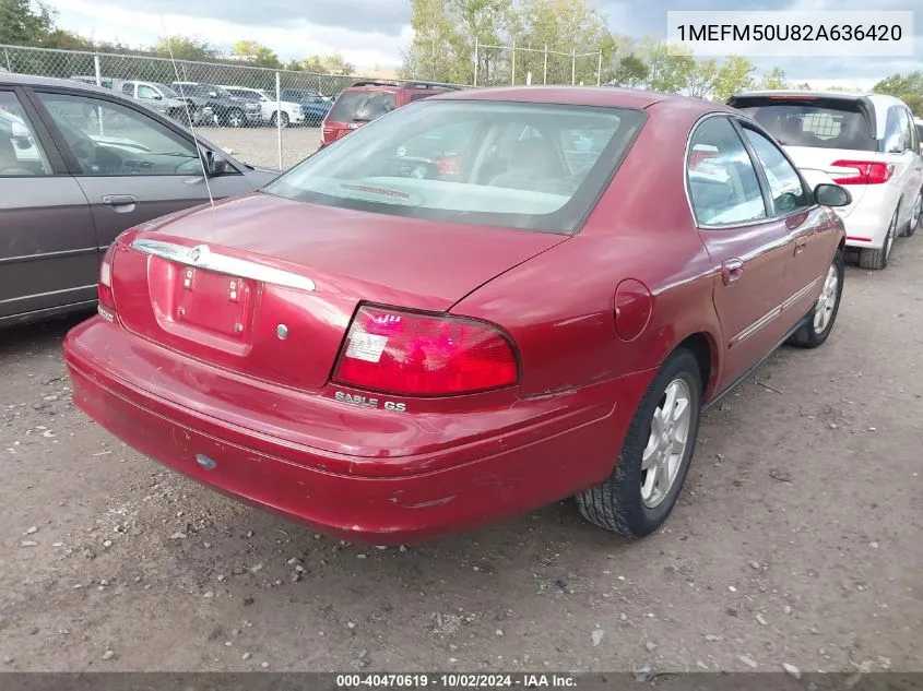 2002 Mercury Sable Gs VIN: 1MEFM50U82A636420 Lot: 40470619