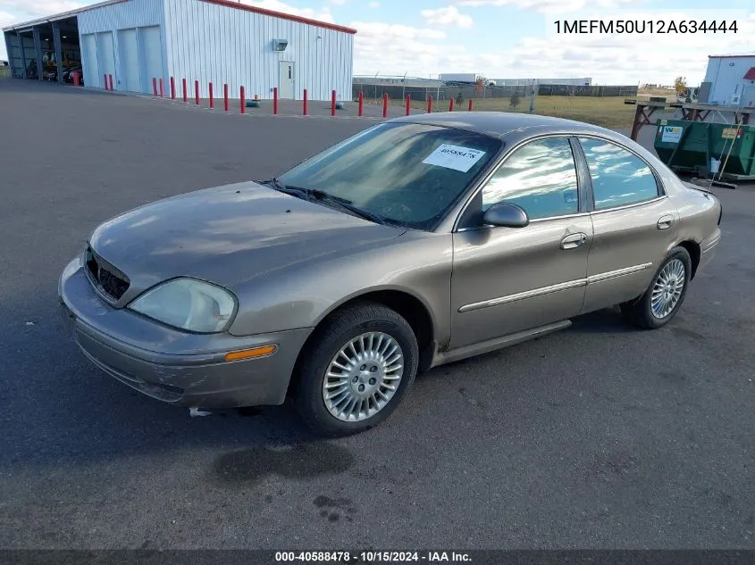 2002 Mercury Sable Gs VIN: 1MEFM50U12A634444 Lot: 40588478