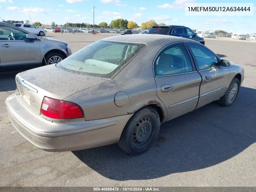 2002 Mercury Sable Gs VIN: 1MEFM50U12A634444 Lot: 40588478