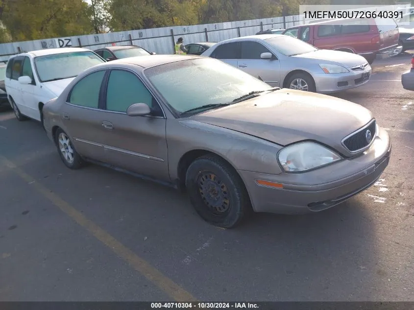 2002 Mercury Sable Gs VIN: 1MEFM50U72G640391 Lot: 40710304