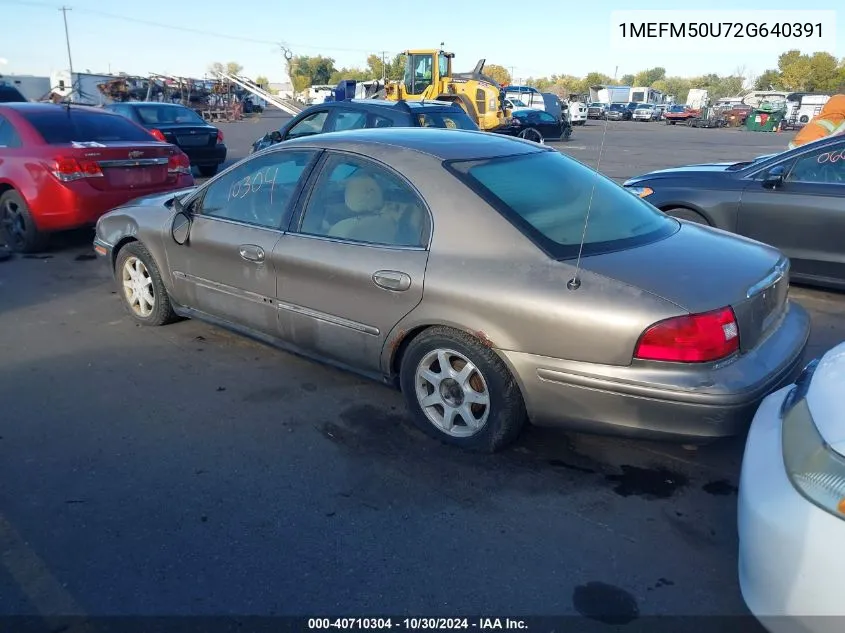 2002 Mercury Sable Gs VIN: 1MEFM50U72G640391 Lot: 40710304