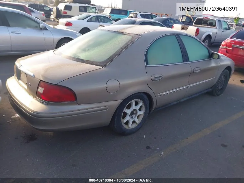 2002 Mercury Sable Gs VIN: 1MEFM50U72G640391 Lot: 40710304