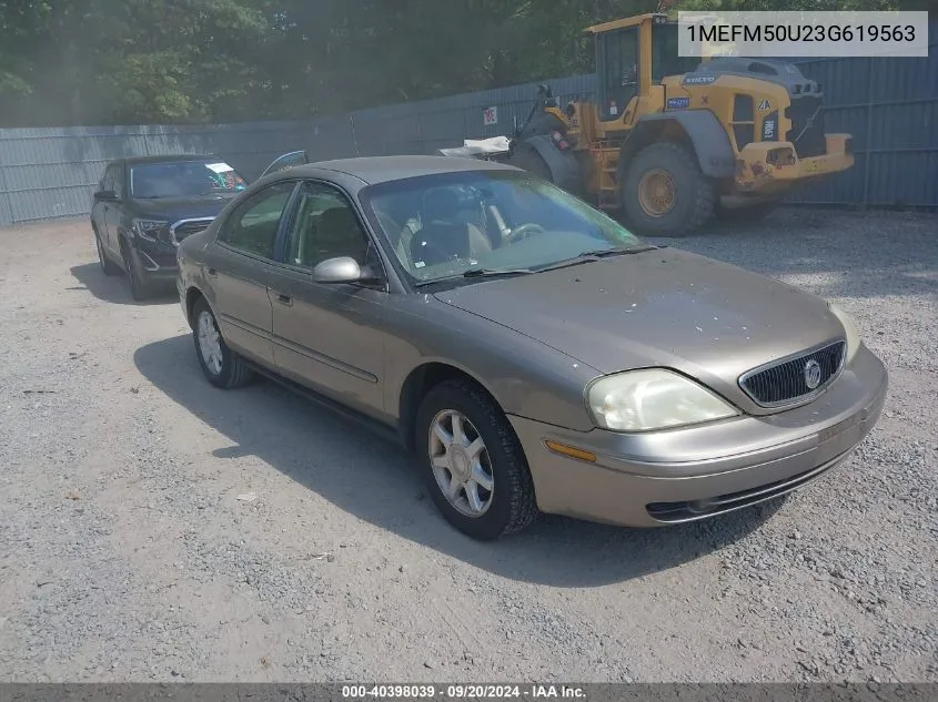 2003 Mercury Sable Gs VIN: 1MEFM50U23G619563 Lot: 40398039