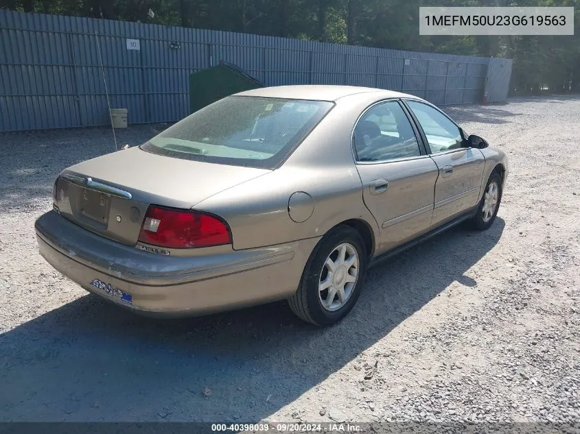 2003 Mercury Sable Gs VIN: 1MEFM50U23G619563 Lot: 40398039