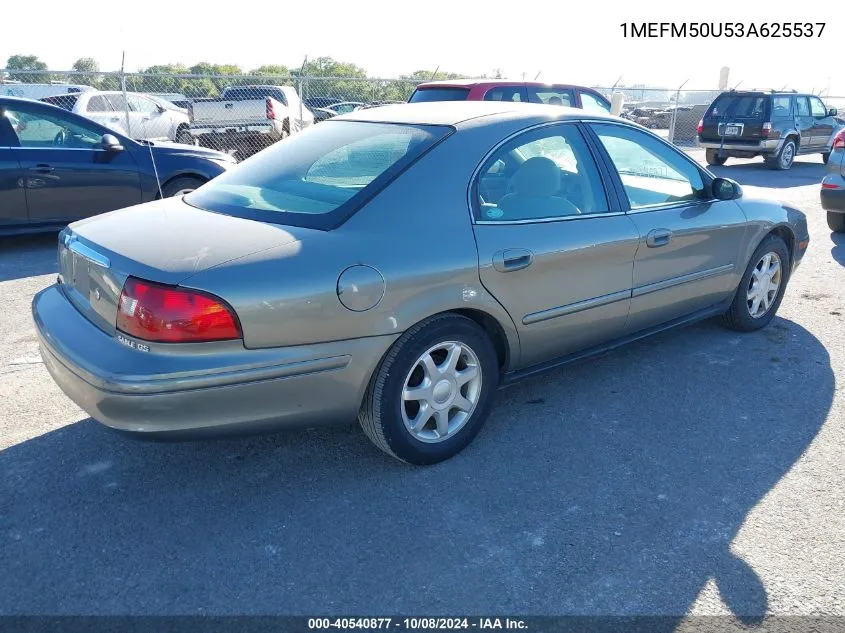 2003 Mercury Sable Gs VIN: 1MEFM50U53A625537 Lot: 40540877