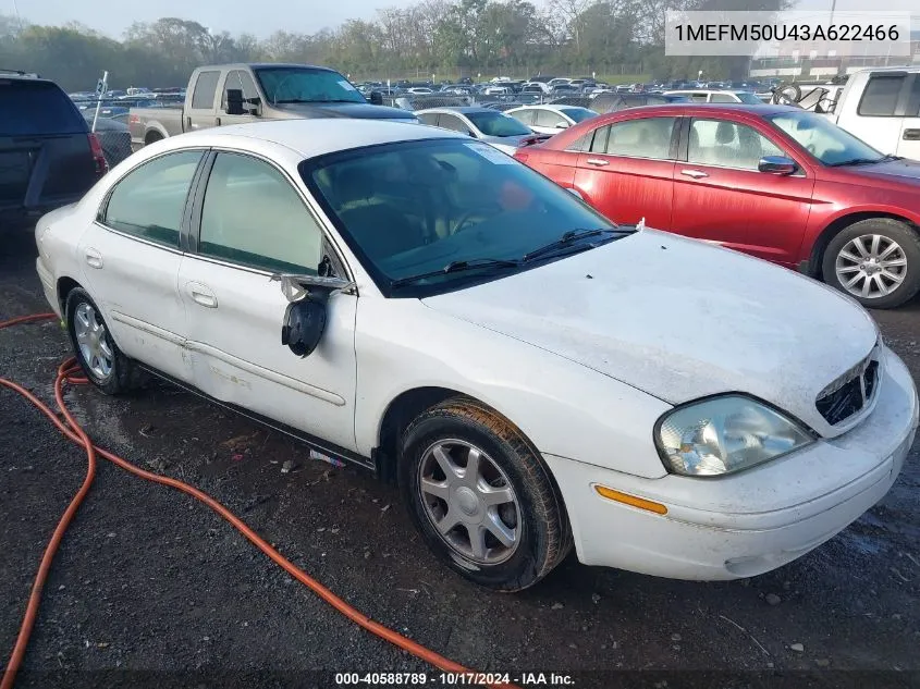 2003 Mercury Sable Gs VIN: 1MEFM50U43A622466 Lot: 40588789