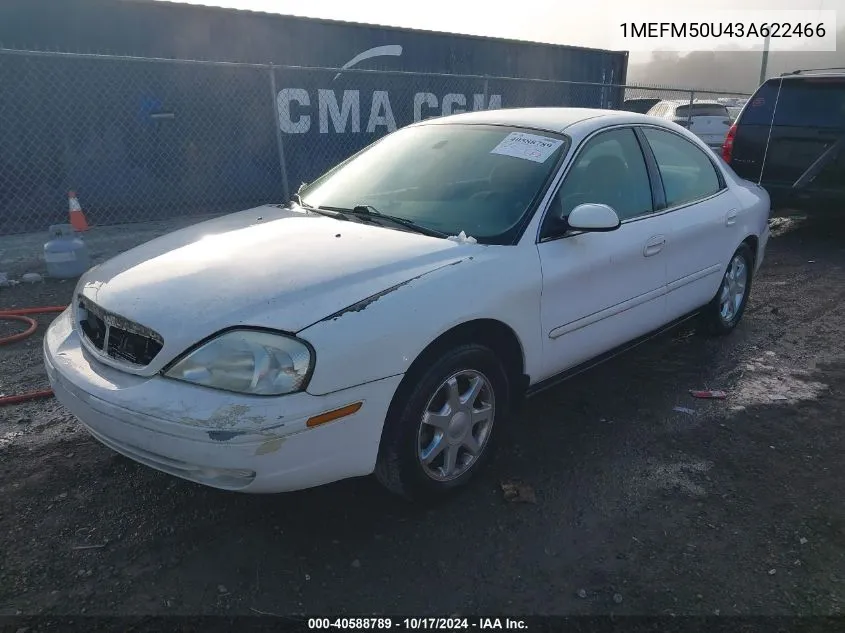 2003 Mercury Sable Gs VIN: 1MEFM50U43A622466 Lot: 40588789