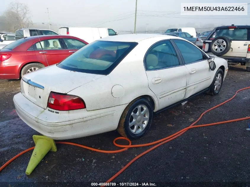 2003 Mercury Sable Gs VIN: 1MEFM50U43A622466 Lot: 40588789