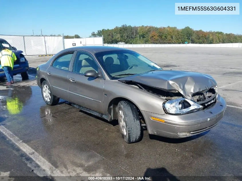 2003 Mercury Sable Ls Premium VIN: 1MEFM55S63G604331 Lot: 40610353