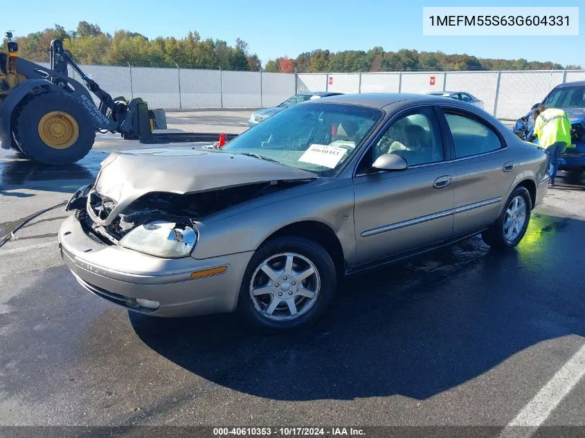 2003 Mercury Sable Ls Premium VIN: 1MEFM55S63G604331 Lot: 40610353