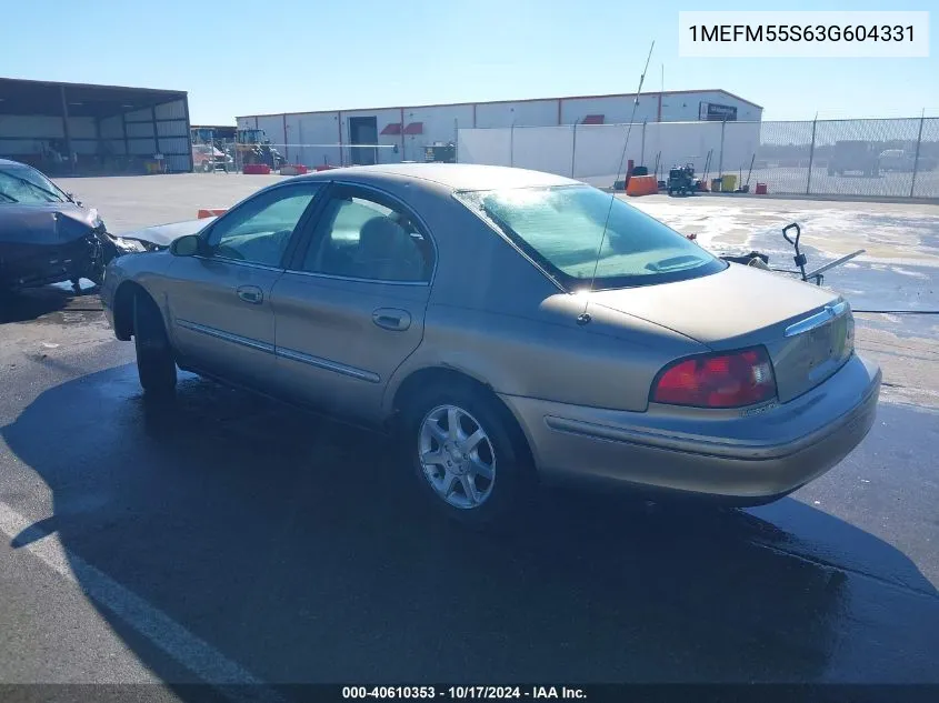 2003 Mercury Sable Ls Premium VIN: 1MEFM55S63G604331 Lot: 40610353