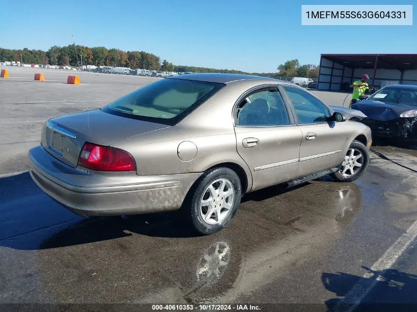 2003 Mercury Sable Ls Premium VIN: 1MEFM55S63G604331 Lot: 40610353