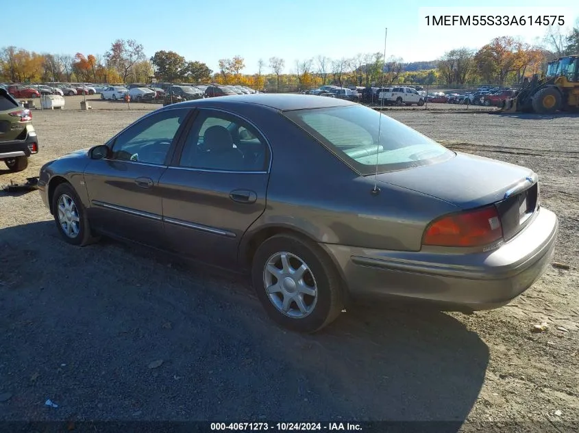 2003 Mercury Sable Ls Premium VIN: 1MEFM55S33A614575 Lot: 40671273