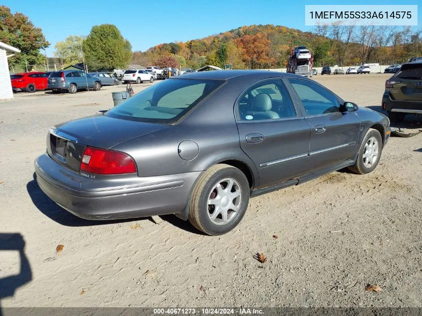 2003 Mercury Sable Ls Premium VIN: 1MEFM55S33A614575 Lot: 40671273