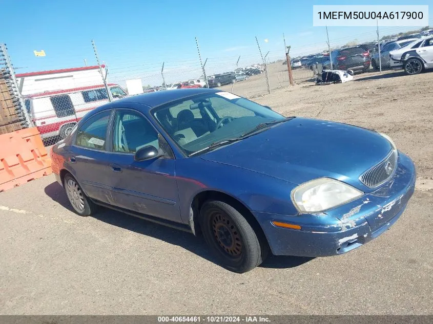 2004 Mercury Sable Gs VIN: 1MEFM50U04A617900 Lot: 40654461