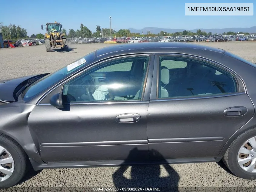 2005 Mercury Sable Gs VIN: 1MEFM50UX5A619851 Lot: 40265333