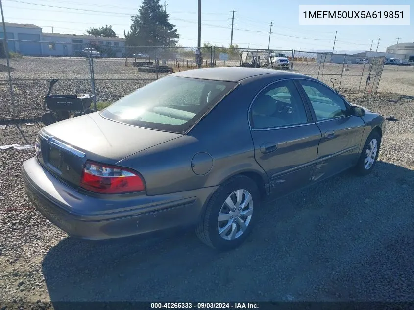 1MEFM50UX5A619851 2005 Mercury Sable Gs