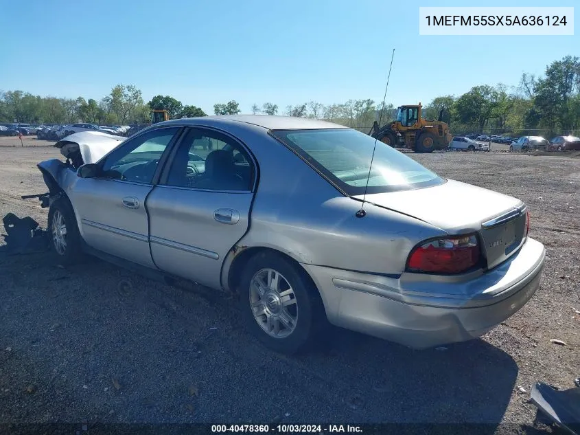 2005 Mercury Sable Ls VIN: 1MEFM55SX5A636124 Lot: 40478360