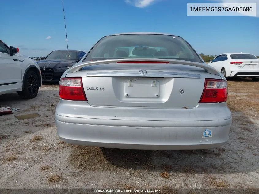 2005 Mercury Sable Ls VIN: 1MEFM55S75A605686 Lot: 40540338