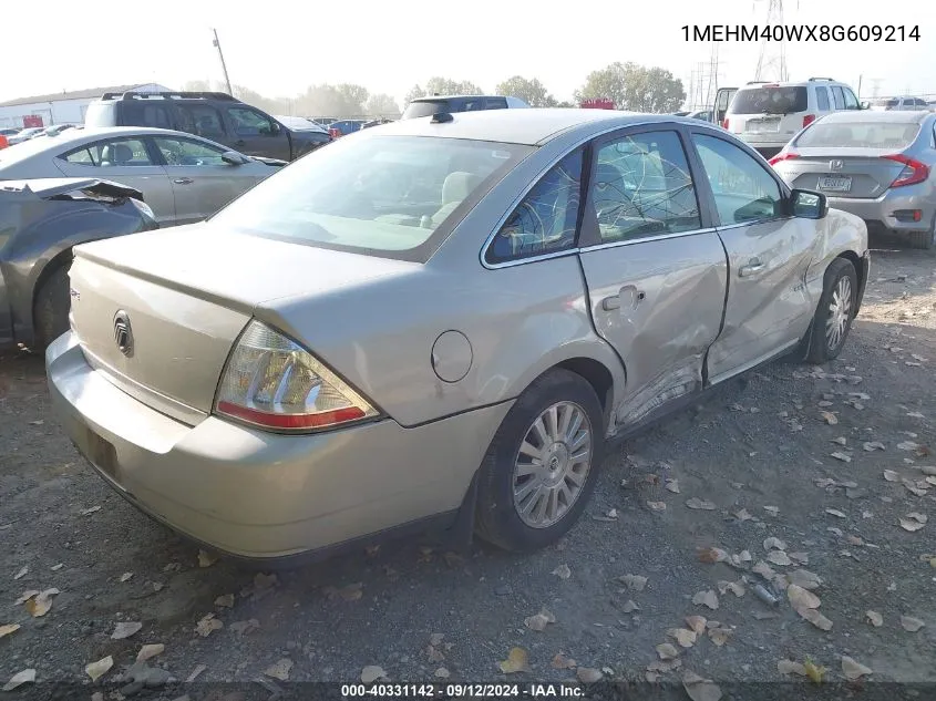 2008 Mercury Sable Luxury VIN: 1MEHM40WX8G609214 Lot: 40331142