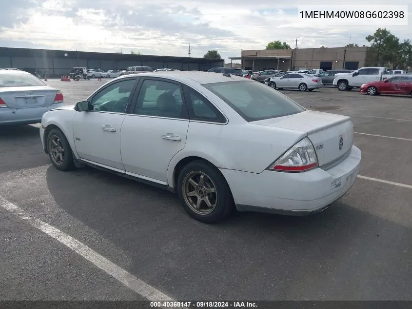 2008 Mercury Sable VIN: 1MEHM40W08G602398 Lot: 40368147