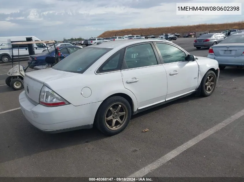 2008 Mercury Sable VIN: 1MEHM40W08G602398 Lot: 40368147