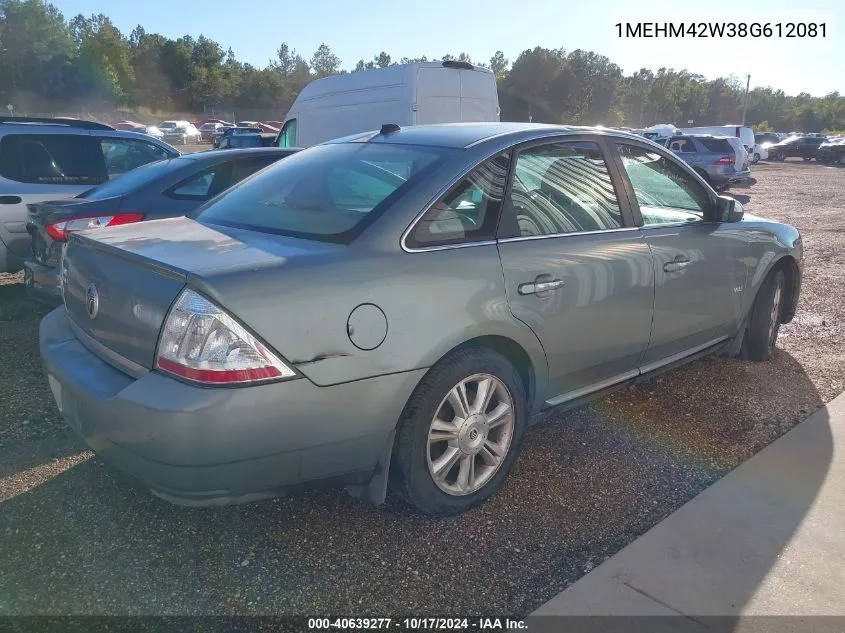 2008 Mercury Sable Premier VIN: 1MEHM42W38G612081 Lot: 40639277