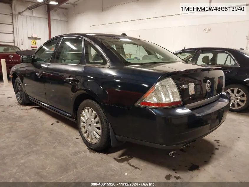 2008 Mercury Sable VIN: 1MEHM40W48G613940 Lot: 40815926