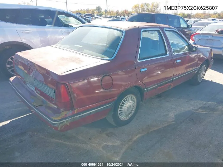 1986 Mercury Topaz Gs VIN: 1MEBP75X2GK625807 Lot: 40691024