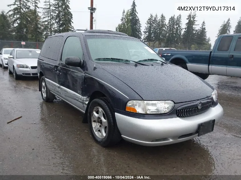 2000 Mercury Villager Sport VIN: 4M2XV12T9YDJ17314 Lot: 40519066