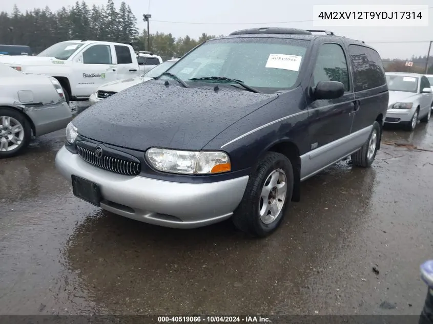 2000 Mercury Villager Sport VIN: 4M2XV12T9YDJ17314 Lot: 40519066