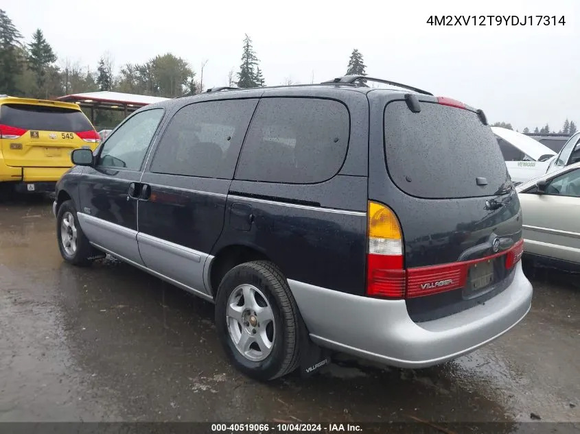 2000 Mercury Villager Sport VIN: 4M2XV12T9YDJ17314 Lot: 40519066