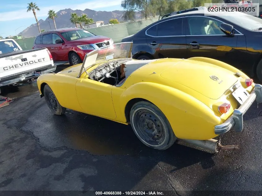 1961 Mg Roadster VIN: 62GHNL2103605 Lot: 40668388