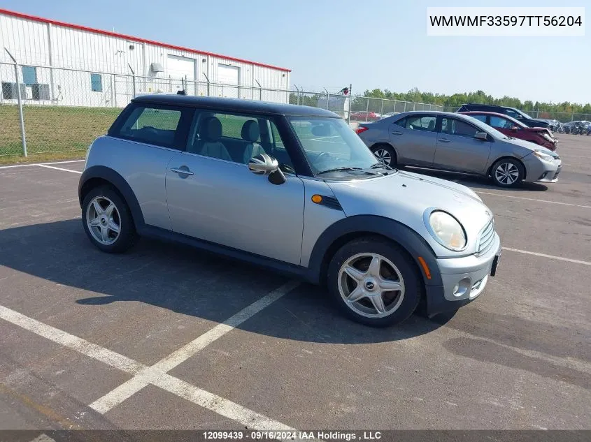 2007 Mini Cooper Hardtop VIN: WMWMF33597TT56204 Lot: 12099439