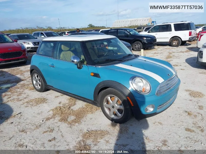 2007 Mini Cooper Hardtop Base (M6) VIN: WMWMF33587TT57036 Lot: 40642780