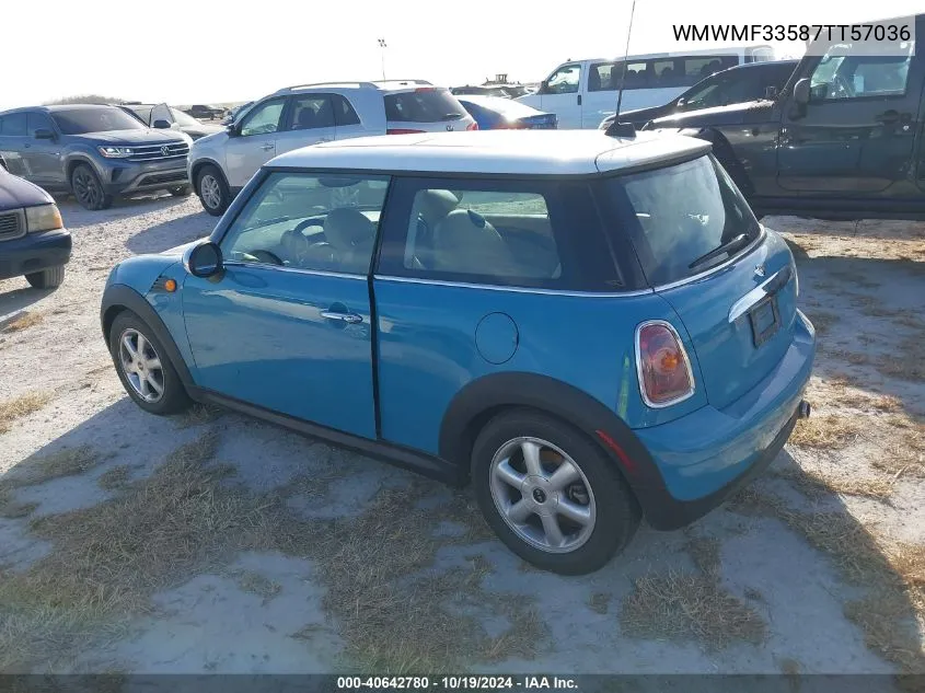 2007 Mini Cooper Hardtop Base (M6) VIN: WMWMF33587TT57036 Lot: 40642780