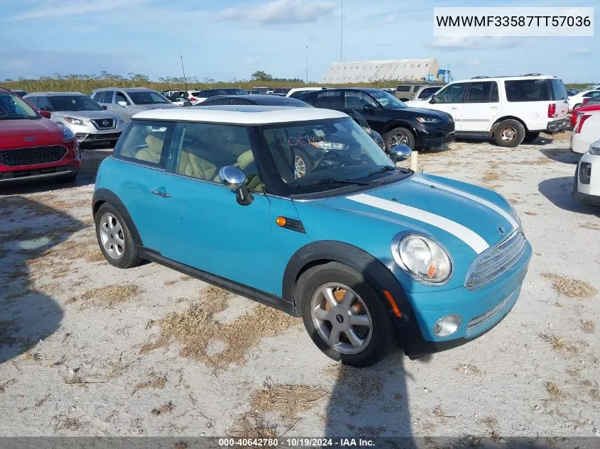 2007 Mini Cooper Hardtop Base (M6) VIN: WMWMF33587TT57036 Lot: 40642780