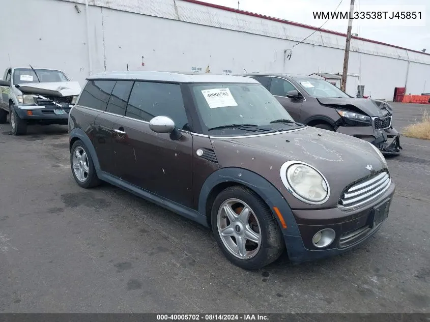 2008 Mini Cooper Clubman VIN: WMWML33538TJ45851 Lot: 40005702