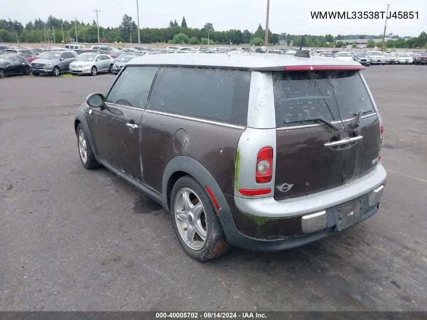 2008 Mini Cooper Clubman VIN: WMWML33538TJ45851 Lot: 40005702