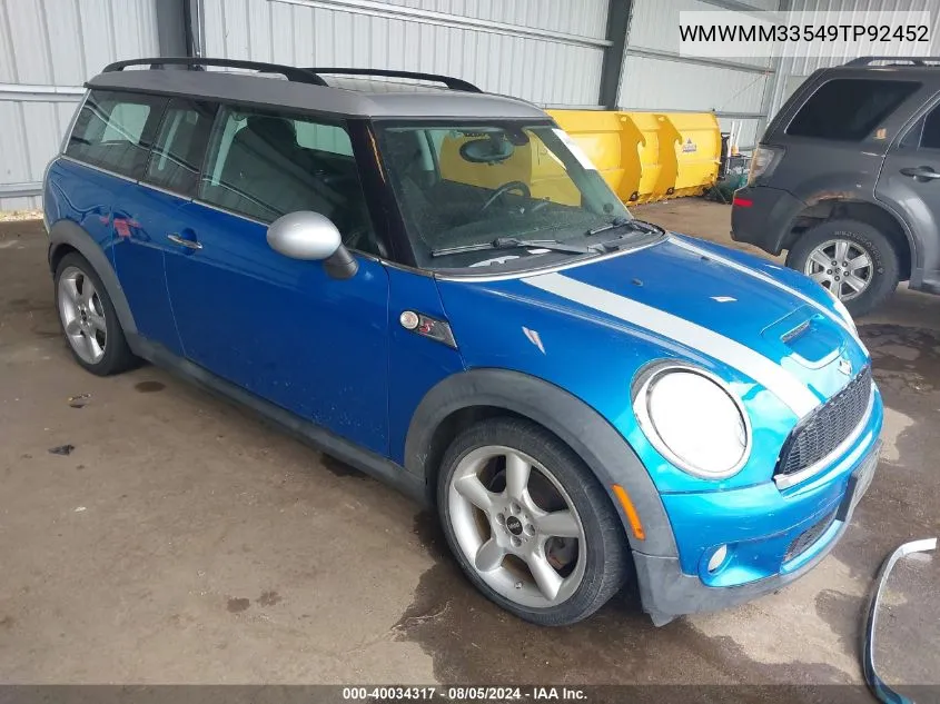 WMWMM33549TP92452 2009 Mini Cooper S Clubman