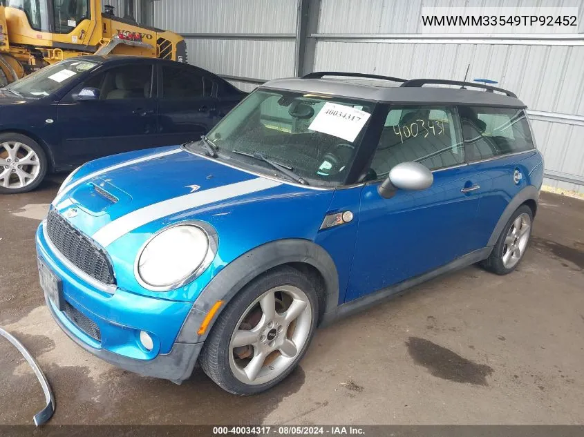 WMWMM33549TP92452 2009 Mini Cooper S Clubman