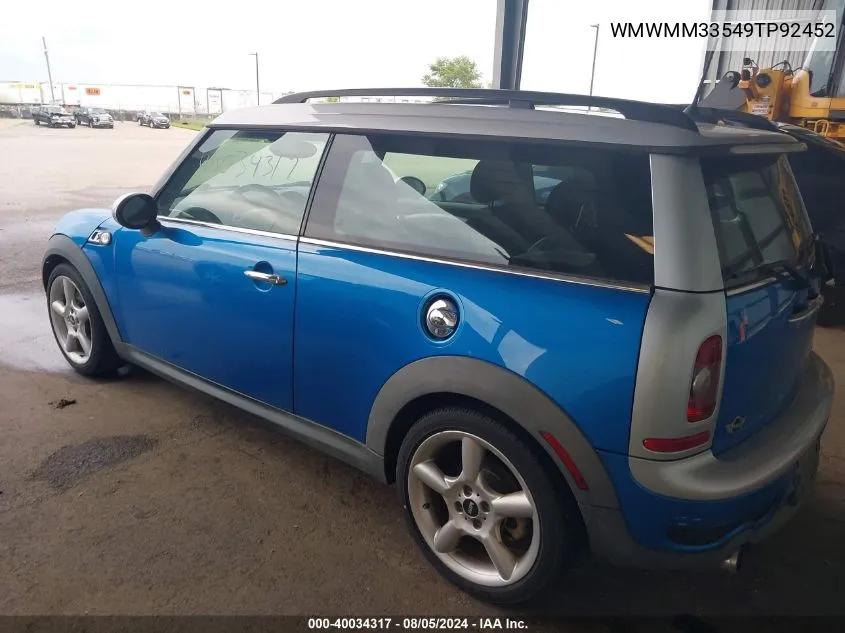 WMWMM33549TP92452 2009 Mini Cooper S Clubman