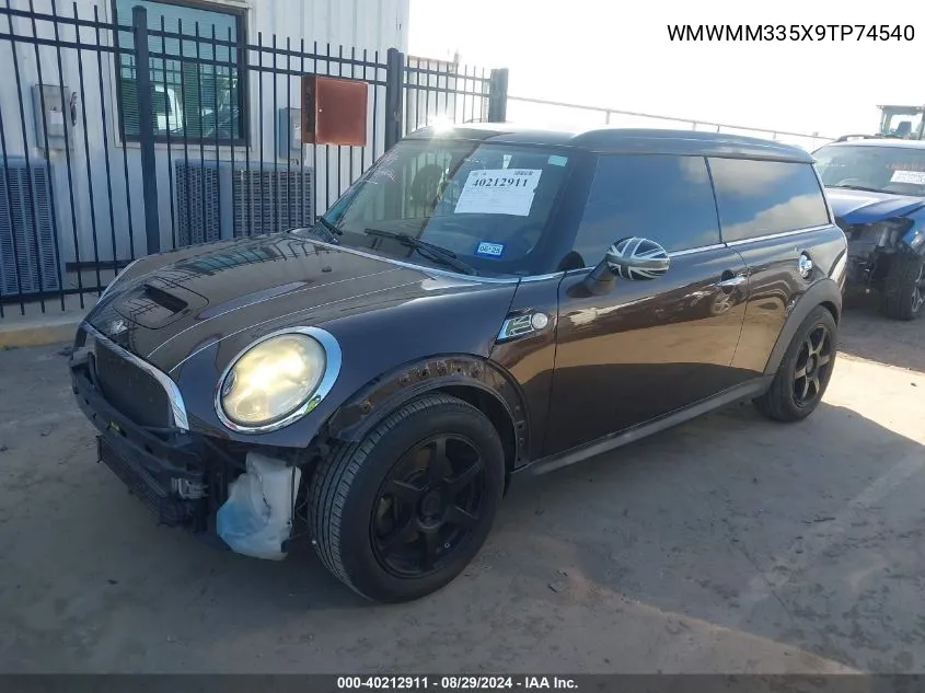 2009 Mini Cooper S Clubman VIN: WMWMM335X9TP74540 Lot: 40212911