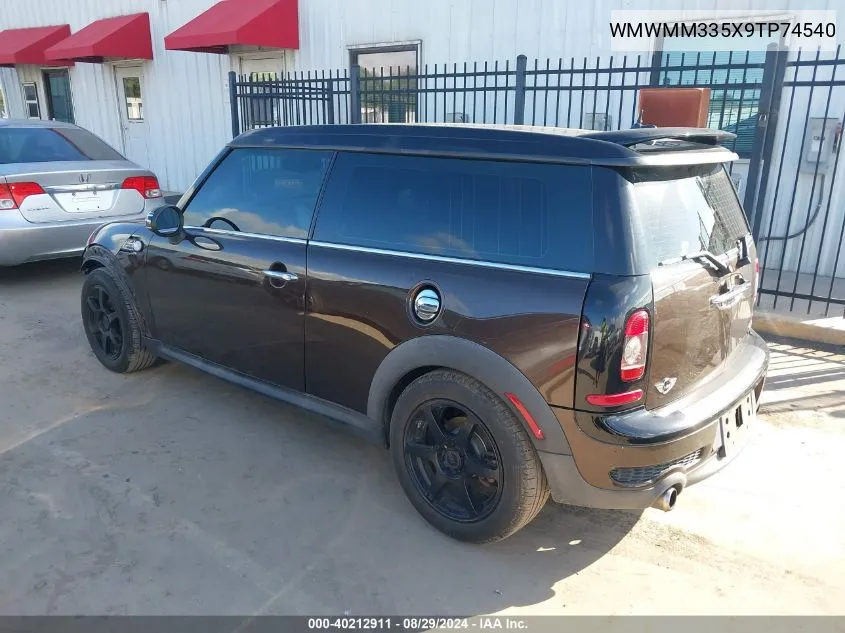 2009 Mini Cooper S Clubman VIN: WMWMM335X9TP74540 Lot: 40212911